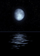 Full moon reflected in water
