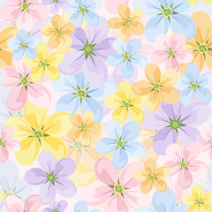 Seamless background with colored flowers. Vector eps-10.