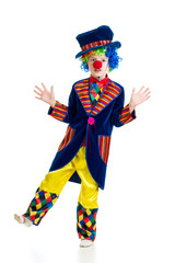 Boy clown over the white background
