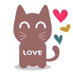 Cute cat in love romantic illustration
