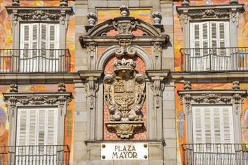 Spanish Coat of Arms at Plaza Mayor in Madrid, Spain