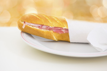 ham baguette, quick snack