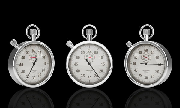 Stop Watch Time Lapse against black, Alpha Matte