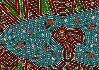 illu. based on aboriginal style of dot painting-magic place