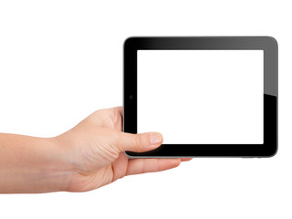 Tablet with Blank Screen Holding by Hand