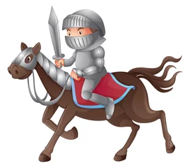 Abwaschbare Fototapete Ritters Ein Soldat, der ein Pferd reitet