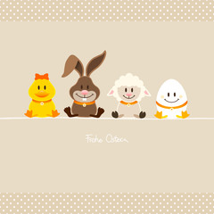 Ente, Hase, Schaf & Ei Beige Punkte