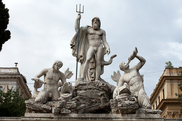 Rome - Fountain of Neptune in Piazza Popolo