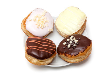 Iced donut's on a white studio background.