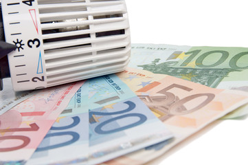 Thermostat mit Geldscheinen