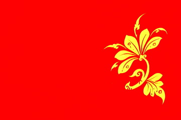 Gold Flower on Red Background