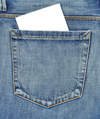 Back pocket of jeans with empty card