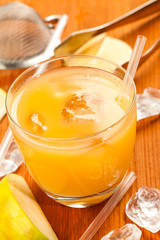 Drink on a wooden background