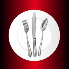 Restaurant business concept. Plate,spoon,fork. Vector