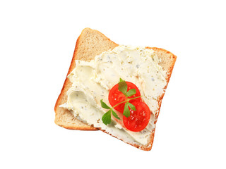 White bread with cheese spread