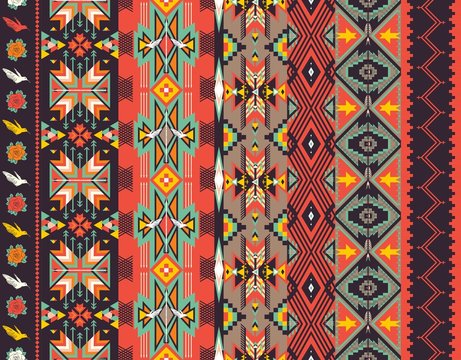 Aztecs seamless pattern on hot color