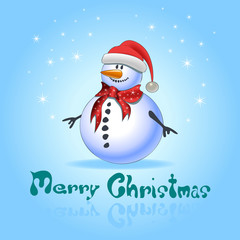 Blue greeting cards with christmas snowman