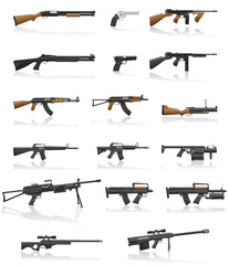 weapon and gun set collection icons vector illustration