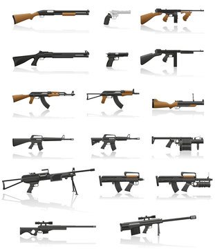 weapon and gun set collection icons vector illustration