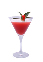 Red cocktail decorated with cherry