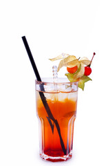 Cold cocktail have tea color