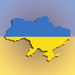 Map of the Ukraine filled with flag