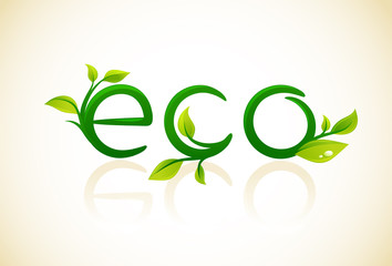 Eco - think green symbol with leafs