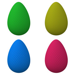 Set of colorful 3d Easter cloth eggs.