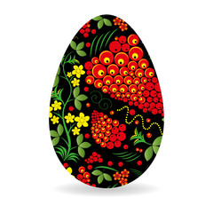 Easter egg painted by Khokhloma pattern