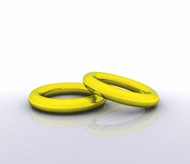 Wedding rings in gold - 3D