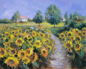 sonnenblumen landschaft malerei