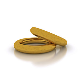 Wedding rings in gold - 3D