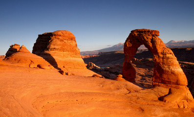 Panorama of Delicate Arch at sunset