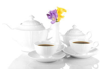 Beautiful tea service, isolated on white