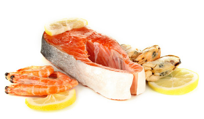 Fresh seafood isolated on white