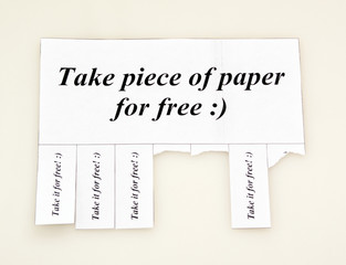 Humorous ad offers a free piece of paper