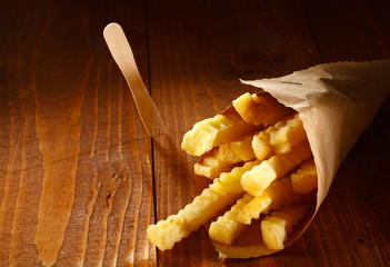Crinkle cut golden french fries