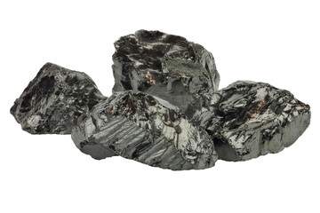 Pieces of coal on white background isolated