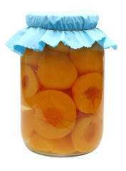 isolated jar of peaches