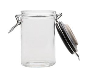 open empty glass jar with clipping path