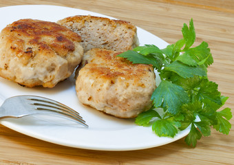 homemade cutlets and fresh parsley