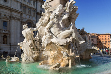 Fototapeta na wymiar Rzym, Piazza Navona, Fontanna z Berniniego we Włoszech