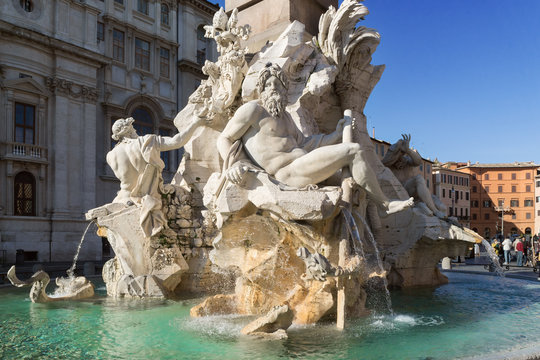 Rome, Piazza Navona, Fountain from Bernini in Italy