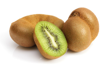 Fresh kiwi fruit on white background.