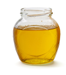 glass of fresh honey isolated on white