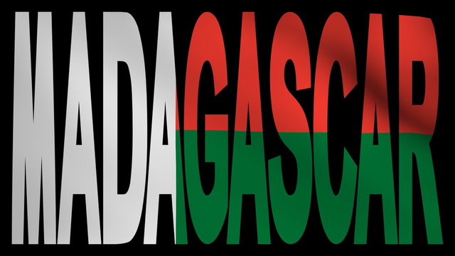 Madagascar text with fluttering flag animation