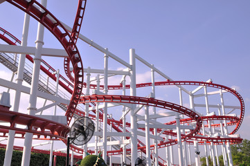 roller coaster tracks in fun park, Thailand