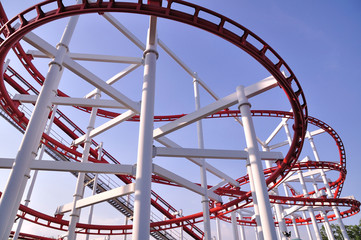 roller coaster tracks in fun park, Thailand