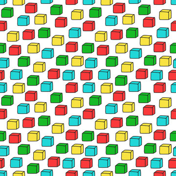 Seamless pattern with colored cubes