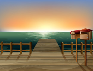 Obraz premium A letter box and a sea port